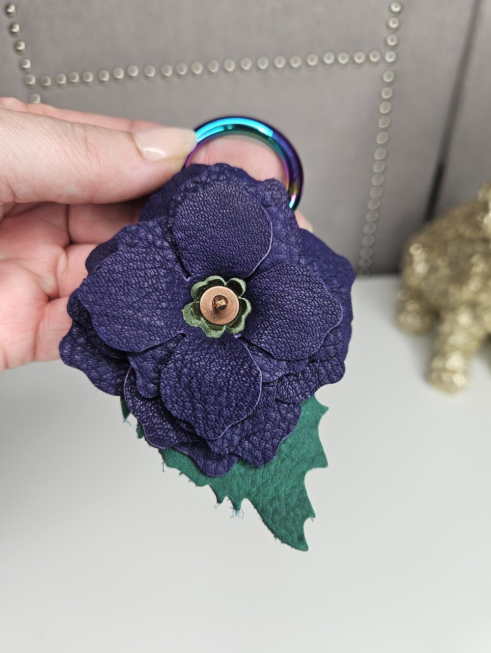 Rose Flower Leather Purse Flair Indigo Blue